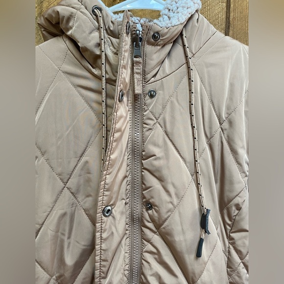 Free Country Quilted Jacket L Pink Hood Sherpa Zip Button Pockets - Picture 3 of 12
